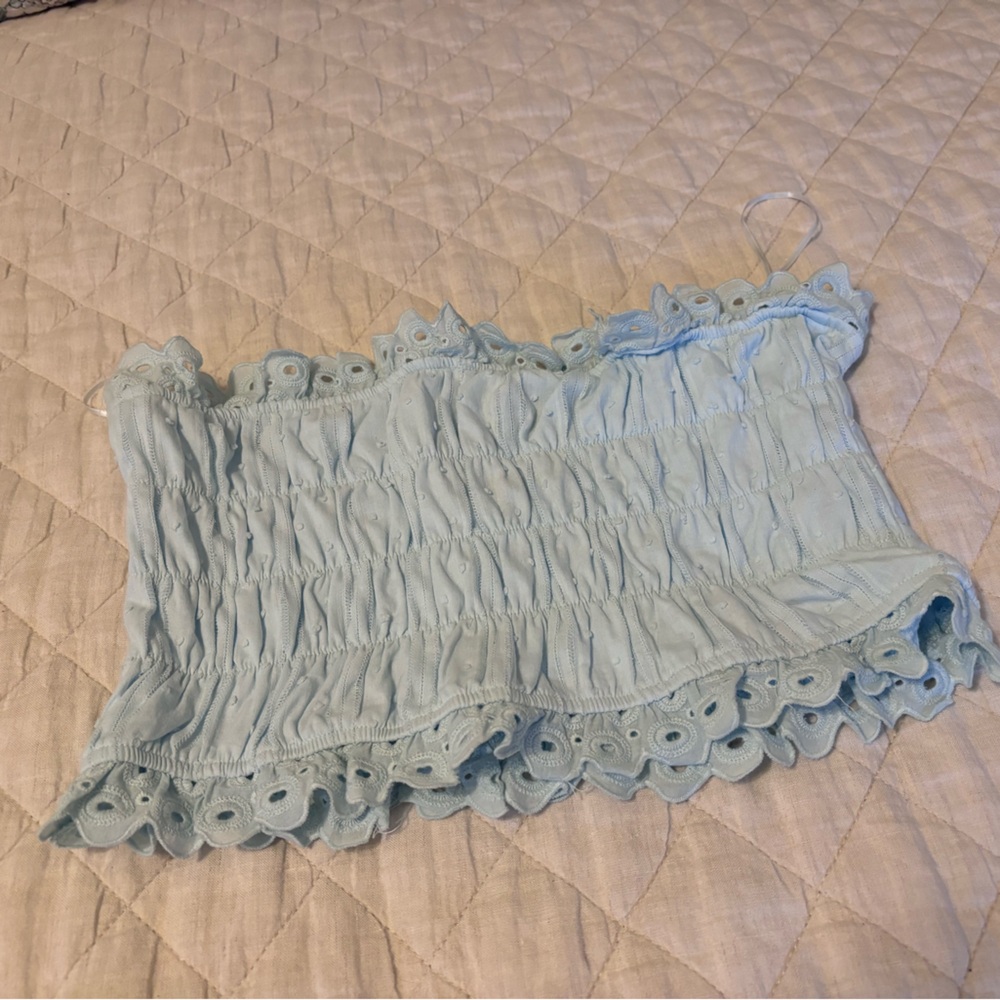 Tidewater Smocked Blue Ruched Tube Top